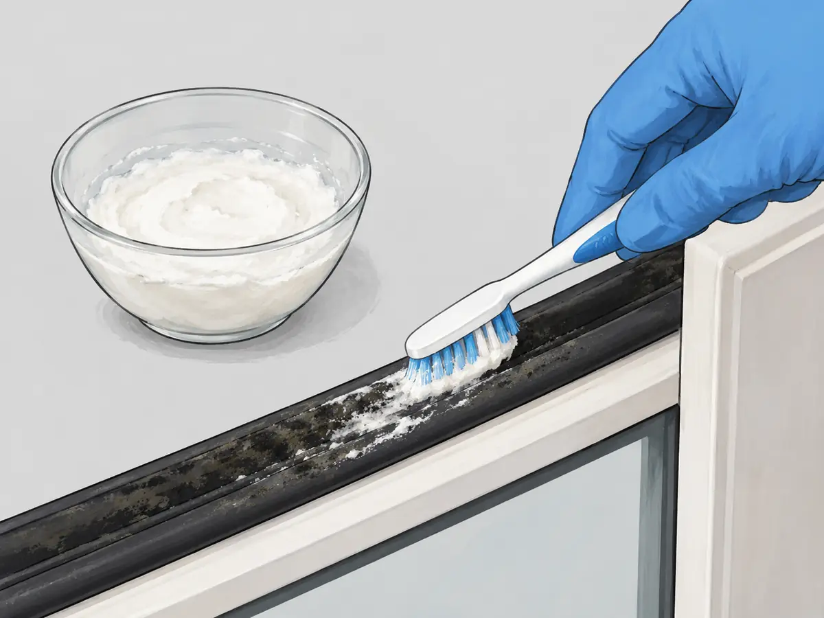 Baking soda paste for mold in window seals