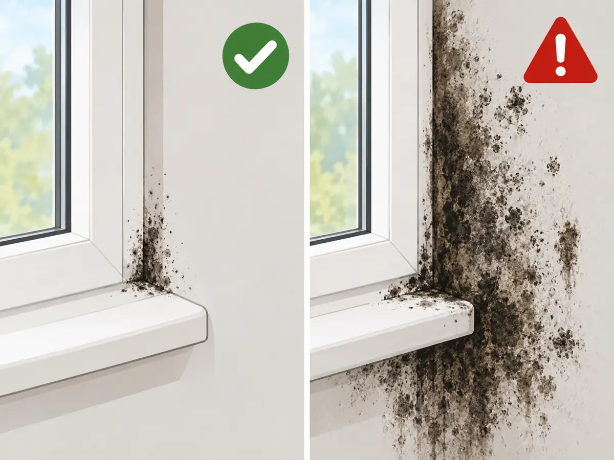 Small window mold you can clean yourself compared with large mold that needs a professional