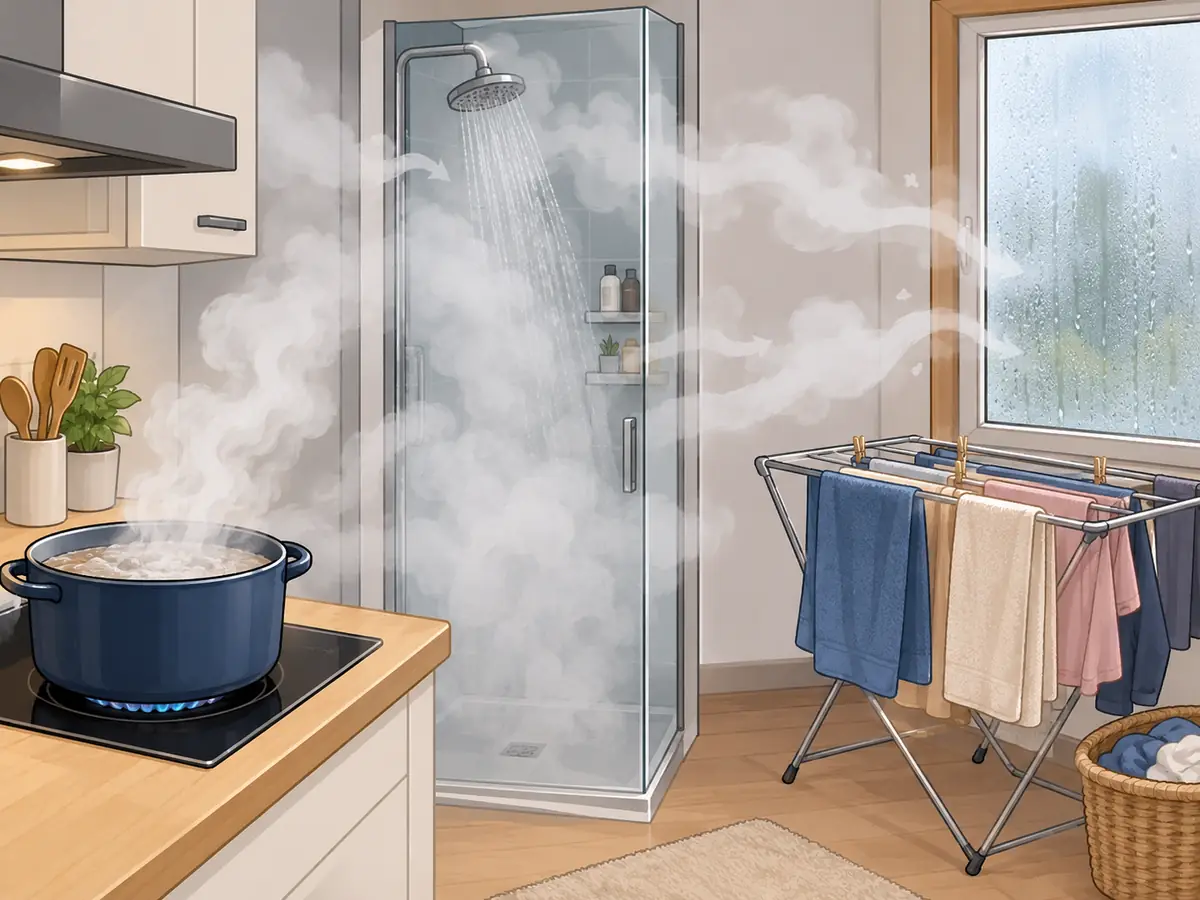 Cooking, showers and drying laundry raise indoor humidity