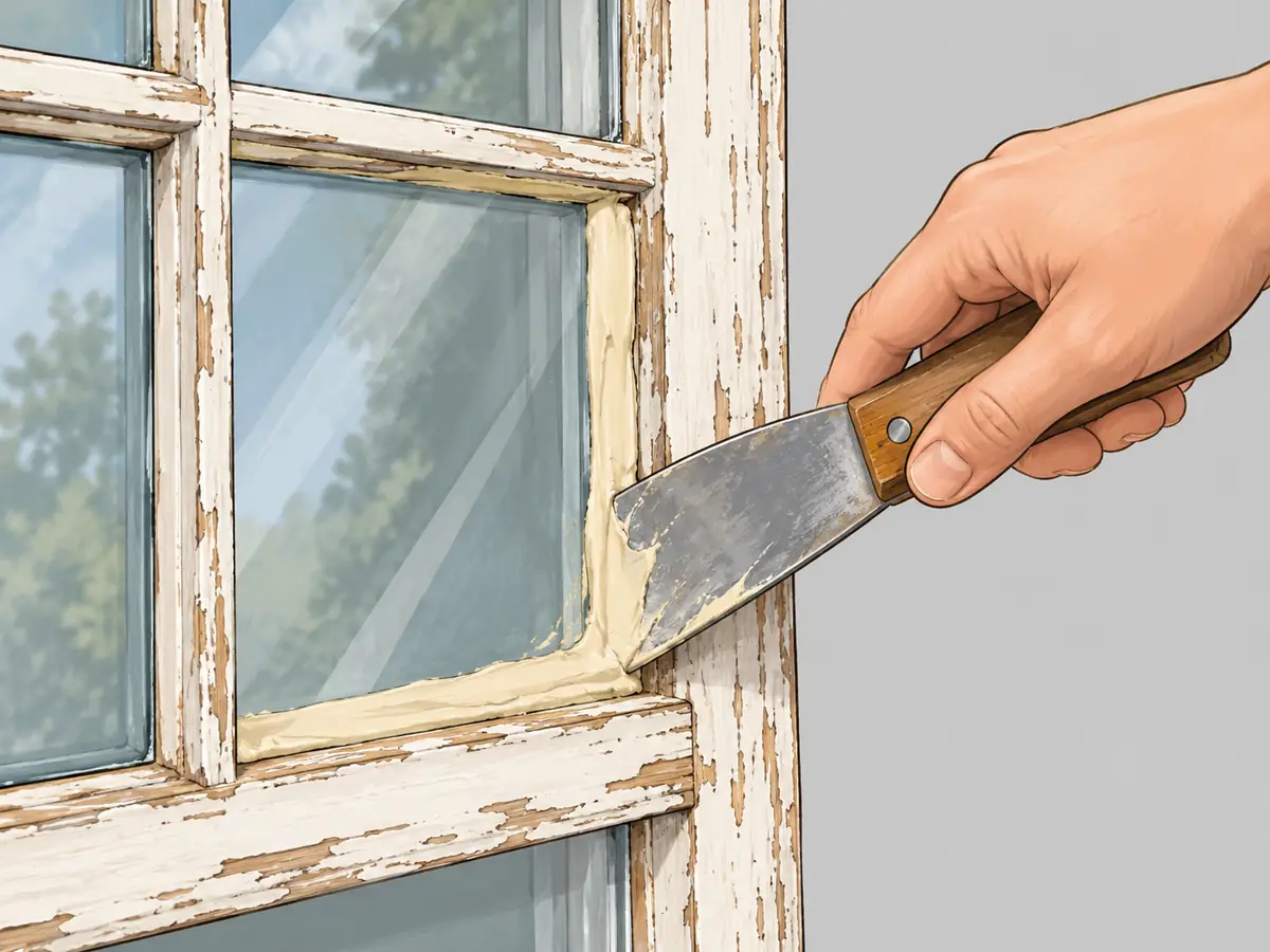 Repairing glazing putty on an old wooden sash window